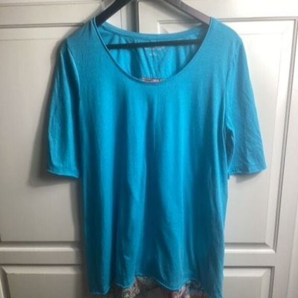 Soft Surroundings Patch Work Top Sz L 3/4 Sleeve Floral - Picture 2 of 6